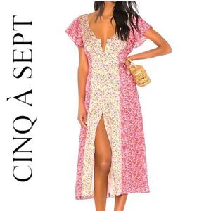 Cinq à Sept Pink and Yellow Floral Dress